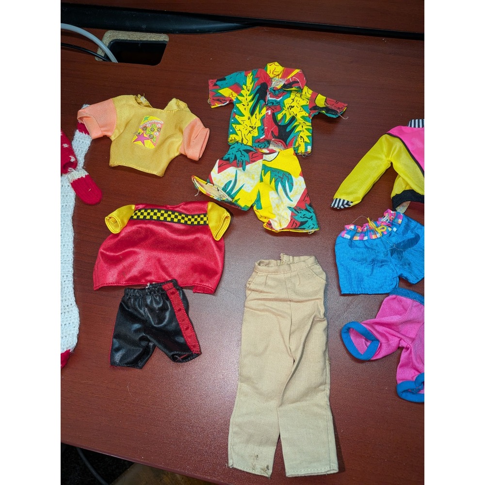Vintage Ken Doll Clothes Lot 80s 90s Winter Knit Summer Floral Neon Outfits 21pc - Picture 3 of 4